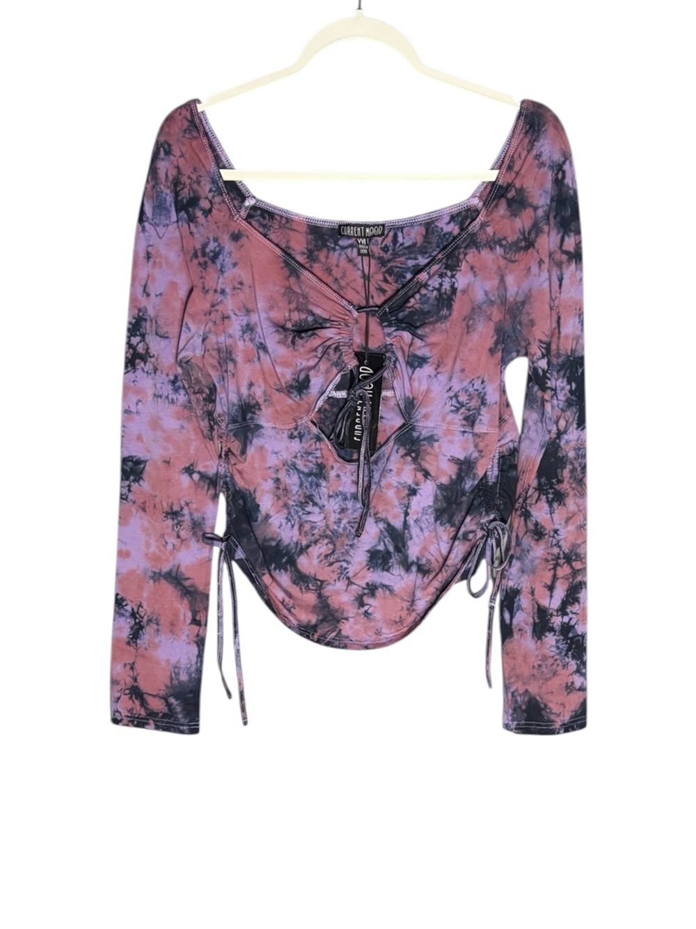 NWT Dolls Kill Current Mood Plus Tie Dye Cutout Ruched Top Purple Black